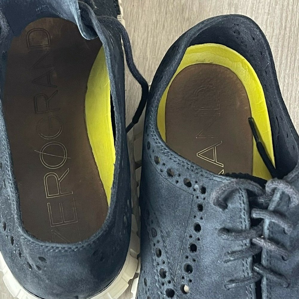 Cole Hann Men's ZEROGRAND Lace Up Wingtip Casual Oxford Shoe Black Sz 10M Suede - Picture 9 of 11